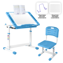 комплект kinderzen arlekino парта + стул + выдвижной ящик + накладка на стол + подставка для книг Kinderzen Arlekino-set-new